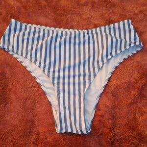 SHEIN Blue and White Striped Bikini Bottom